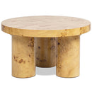 Nebula - Round Pillar Leg Coffee Table - Warm Natural Brown Burl by HouseOfZazla