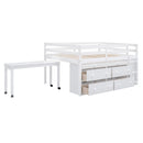 Loft Bed With Retractable Writing Desk And 4 Drawers, With Lateral Portable Desk And Shelves
