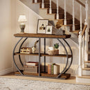 Console Table With Arched Frame, 3 Tier For Living Room - Brown / Black by HouseOfZazla