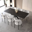 Extendable Dining Table Set With Curved Backrest Upholstered Chairs