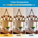 8 Light Rustic Wagon Wheel Chandelier, 31" Wooden Pendant Light with Seeded Glass Shade