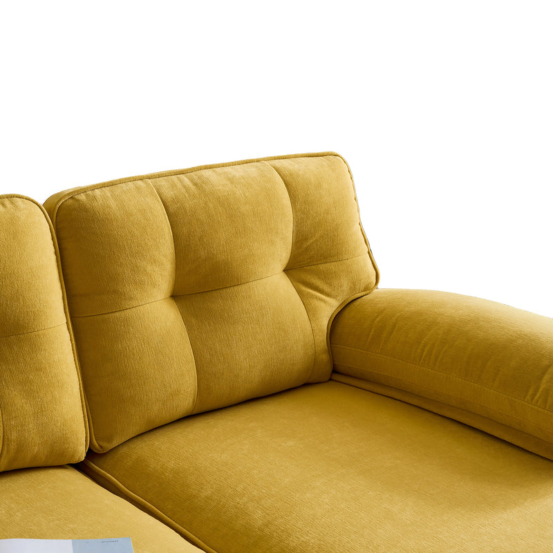 83" Modern Sectional Sofas Couches Velvet L-Shaped Couches for Living Room, Bedroom, Yellow