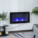 36" 1500W Electric Wall-Mounted Fireplace with Flame Effect, 7 Color Background Light and Side Light, Black