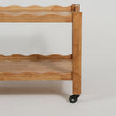 Solid Rubberwood Rolling Side Table
