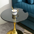 Modern Minimalist Coffee Table With Steel Legs And Tempered Glass Top