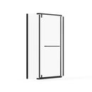 Neo Angle - Frameless Shower Door With White Acrylic Shower Base Combo - Matte Black by HouseOfZazla