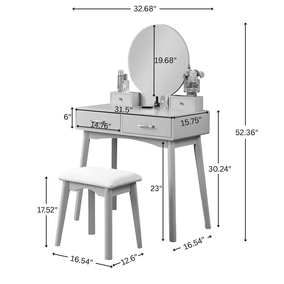 Liannon Contemporary Wood Vanity and Stool Set, photo 6 of 6