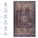 Maval Burgundy Washable Area Rug 3' x 5'