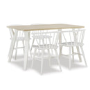 Roundhill - 5 Piece Dining Set, Dining Table With 4 Windsor Chairs - Brown / Antique White by HouseOfZazla
