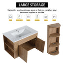 Modern Wall Mounted Bathroom Vanity With Sink And Storage Rack Soft Close Doors Plywood - Imitative Oak by Unique Piece Furniture