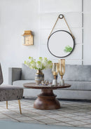 Handsome Cleveland Mirror With Rope Strap Contemporary Design Circle Mirror With Round Metal Frame For Wall Decor by Unique Piece Furniture