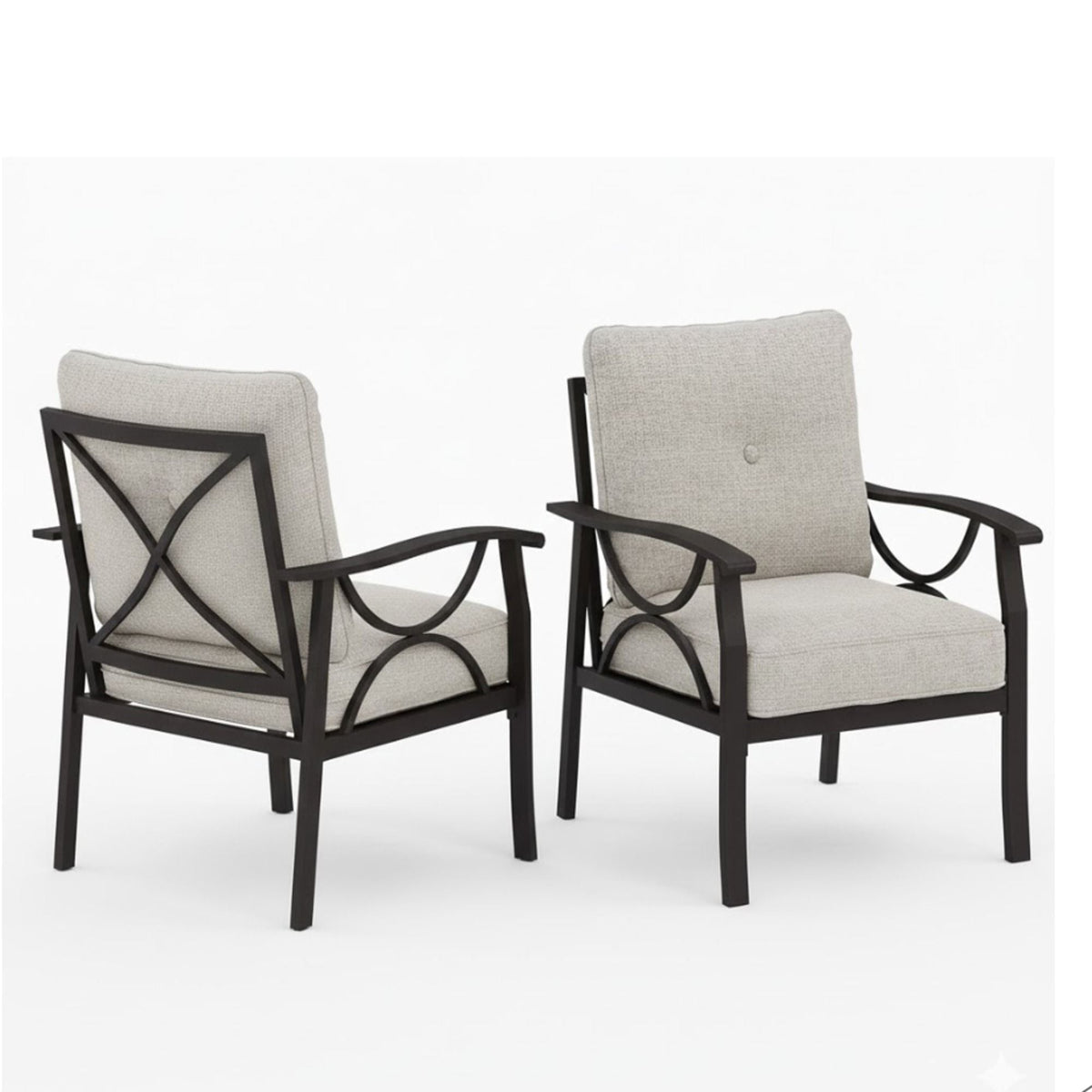 All-Weather Armchairs With Cushions, Modern Sculptural Design (Set of 2), photo 6 of 22