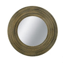 29.5" Round Gold and Black Wooden Accent Mirror with Woven Texture by HouseOfZazla