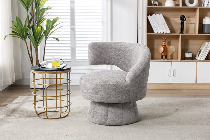 360 Degree Swivel Cuddle Barrel Accent Chairs, Round Armchairs with Wide Upholstered, Fluffy Fabric Chair for Living Room, Bedroom, Office, Waiting Rooms