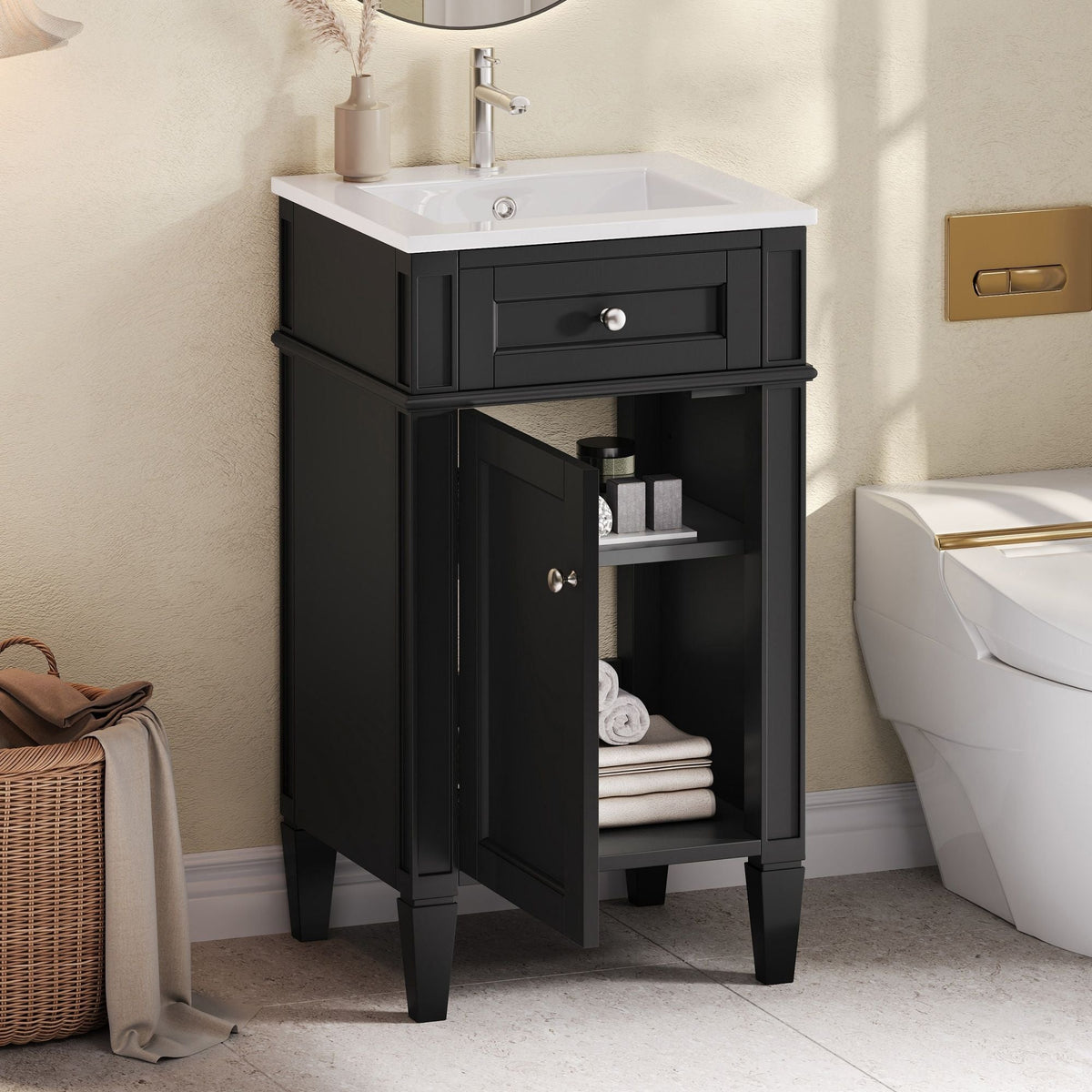 French Style Bathroom Vanity With Sink, Soft-Closing Door, Adjustable Shelf, Rectangular Design, photo 4 of 21