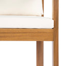 Outdoor Dining Chair Set of 4 with Curved Acacia Wood Arms and Cream Cushions by HouseOfZazla