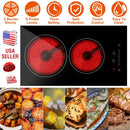 Dual Induction Burners Electric Cooktop 110V Total 1900W Electric Stove Built-in Electric Ceramic Stove with Timer Setting 9 Firepower Levels Over Hea