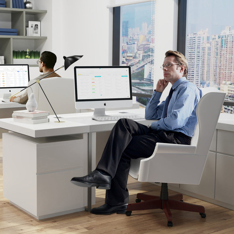 330LBS Executive Office Chair, Ergonomic Design High Back Reclining Comfortable Desk Chair - White