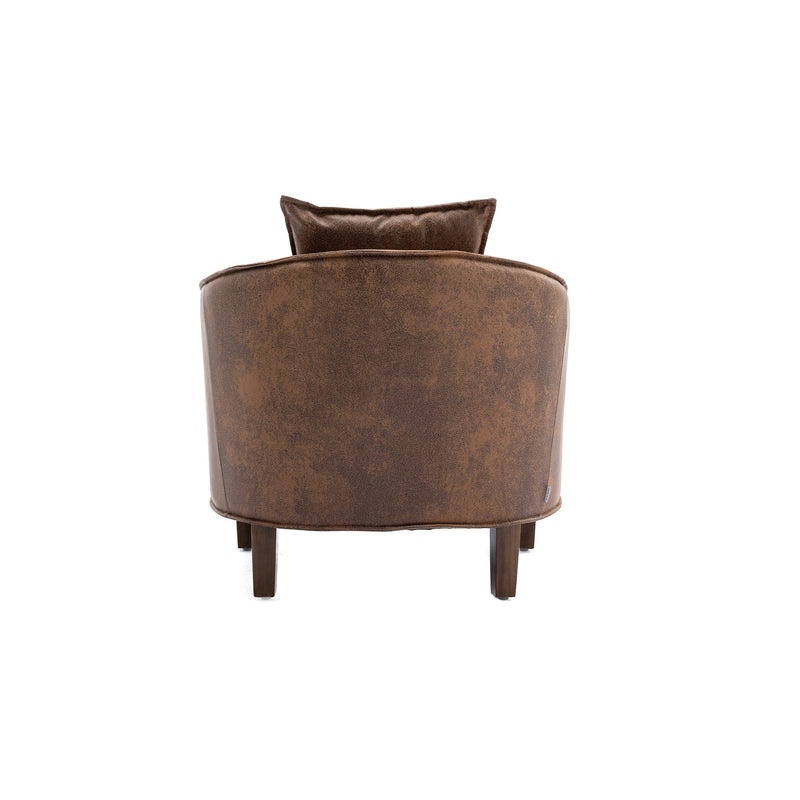 Accent Chair with Ottoman, Mid Century Modern Barrel Chair Upholstered Club Tub Round Arms Chair for Living Room