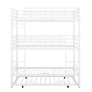 Triple Bunk Bed With Trundle, Heavy Duty Steel Construction
