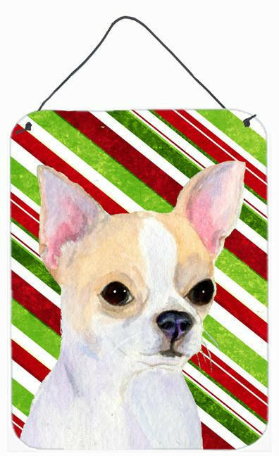 Chihuahua Candy Cane Holiday Christmas  Metal Wall or Door Hanging Prints