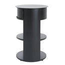 Indoor 3-Tier Metal Round Side Table with Sliding Door Cabinet by HouseOfZazla