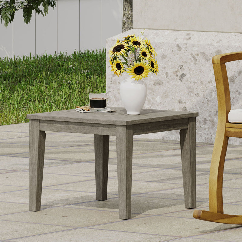 Dexterity Outdoor Square Side Table with Wood Frame - Gray, photo 4 of 7