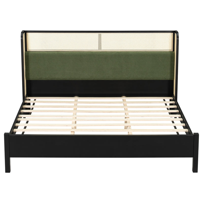 King Size Bed Frame with Black Frame and Green Upholstered Headboard, photo 5 of 10