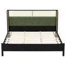 King Size Bed Frame with Black Frame and Green Upholstered Headboard by HouseOfZazla