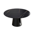 Modern Artificial Stone Round Carbon Steel Base Dining Table, Can Accommodate 6 People - Black / Gold by Unique Piece Furniture