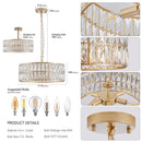18' Golden Modern Crystal Drum Chandelier - 6-Light Pendant Lighting