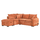 82.67"Convertible Sofa Bed Sectional Sofa Sleeper L-shaped Sofa with a Storage Ottoman,Two Pillows, Two Power Sockets and Two USB Ports for Living Room, Orange