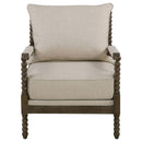 Blanchett Upholstered Bobbin Accent Chair Beige and Distressed Brown