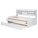 Captain Bed With Built In Bookshelves, 3 Storage Drawers, And Trundle