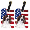 USA American Flag with Welsh Springer Spaniel Luggage Tag