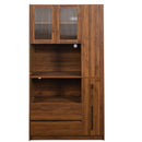 Tall Kitchen Pantry Cabinet With 4 Tier Side Shelf, 2 Drawers, Freestanding Food Hutch With Microwave Stand For Dining Room - Walnut by HouseOfZazla