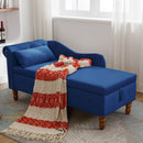 Chaise Lounge Indoor, Lounge Chair For Bedroom With Storage & Pillow, Modern Upholstered Rolled Arm Chase Lounge For Sleeping With Nailhead Trim For Living Room Bedroom Office by HouseOfZazla