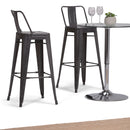 Curved Back Metal Stools Industrial Style Set of 2