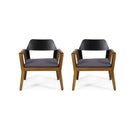 Soho Transitional Style Outdoor Club Chair Set of 2 with Cushions