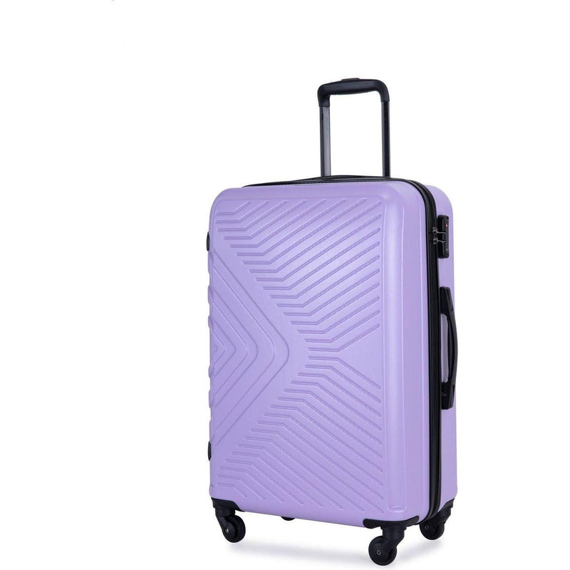 3 Piece Luggage Sets ABS Lightweight Suitcase with Two Hooks, Spinner Wheels, TSA Lock, (20/24/28), LIGHT PURPLE