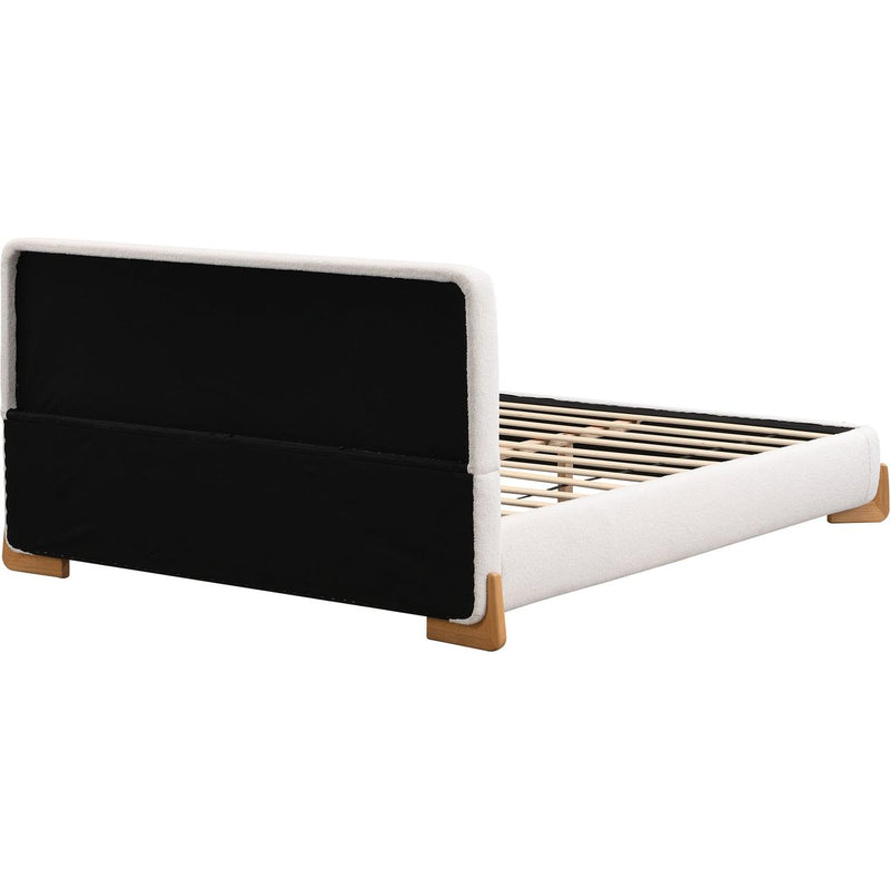 Elegant Boucle Upholstered Bed, A Luxurious and Comfortable Bedroom Centerpiece, King Size, White