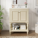 Modern Bathroom Vanity With Sink, Rectangular Cabinet With Open Shelf And Closed Storage