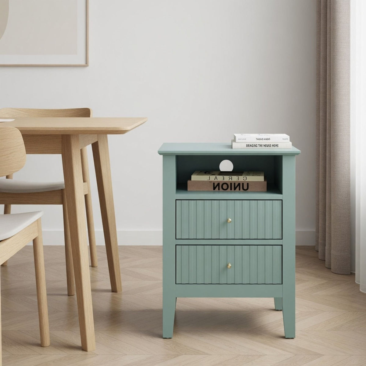 Fluted Nightstand With 2 Drawers, photo 29 of 40