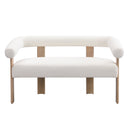 Round Armrest Loveseat (Beige + Natural) by HouseOfZazla