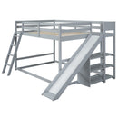 Bunk Bed With Ladder, Slide, And Shelves Pine Wood by HouseOfZazla