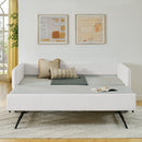 Daybed with Trundle Upholstered Tufted Sofa Bed, Twin Size, Boucle Fabric, Beige (83'x43'x29.5')