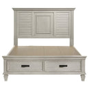 Franco Wood Queen Storage Panel Bed Distressed White