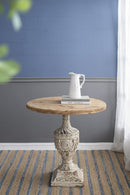 Antique Round Wood Table - Antique White / Gray by HouseOfZazla