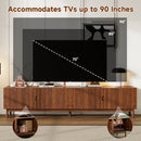 TV Stand With Legs, Media Console, 4 Cabinets For Living Room - Natural Wood by HouseOfZazla