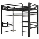 Full Size Loft Bed Frame With Storage Shelf And LED Light - Black by HouseOfZazla